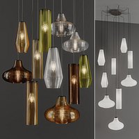 Olivia Emma Clio by Panzeri 3 Glass Pendants with 7 Colors