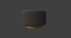 3D Modern Round Upholstered Ottoman Stool