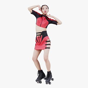 Asian Woman Wearing Motorbike Outfit 031 Remastered model