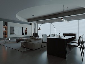 3D Modern Luxury Living Dining Interior model