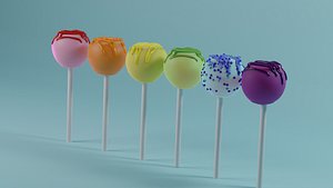 3D model Rainbow cake pops