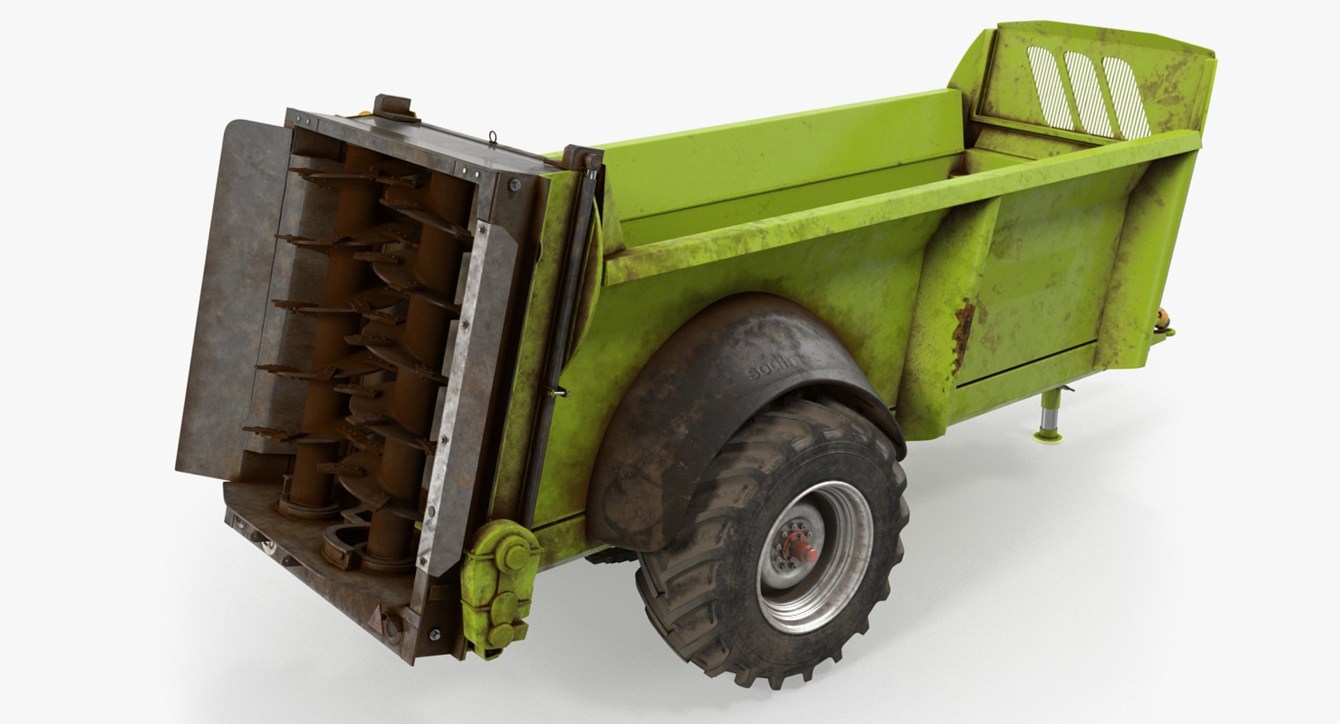 Used Manure Spreader Rigged 3D Model 3D model preview