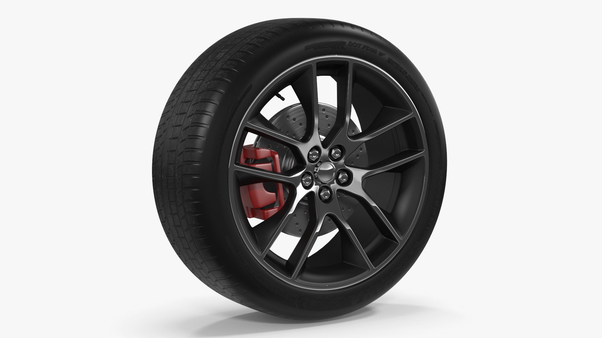 Yokohama Performance Car Tire with Alloy Wheel 3D model preview