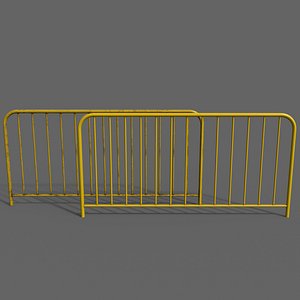 PBR Pedestrian Guard Rail Yellow V1 3D