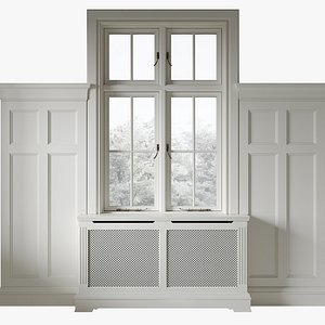 Classic window with radiator screen 004 3D model