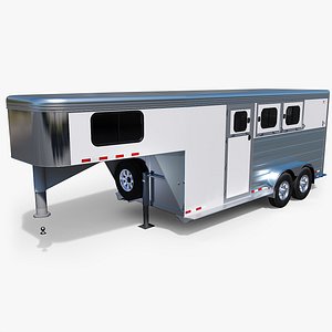 3D model Gooseneck horse trailer with interior