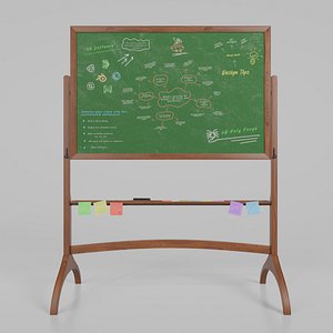 Customizable Double-Sided Wooden Greenboard Rectangular Writing Board 3D