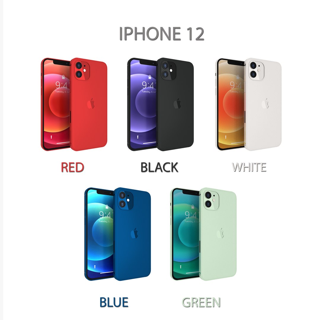 3D iphone 12 model https://p.turbosquid.com/ts-thumb/2F/VI6PkF/f4JqVtk0/all5color/png/1603156657/1920x1080/fit_q87/ef982e1ed9857ac0d1d12fe5aee580b91773ec26/all5color.jpg