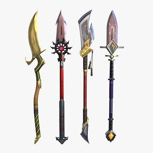 3D Long Handled Game Weapons