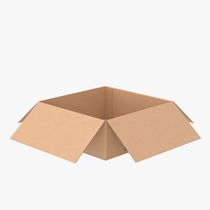 Cardboard Box 50x50x20 Open 3D model