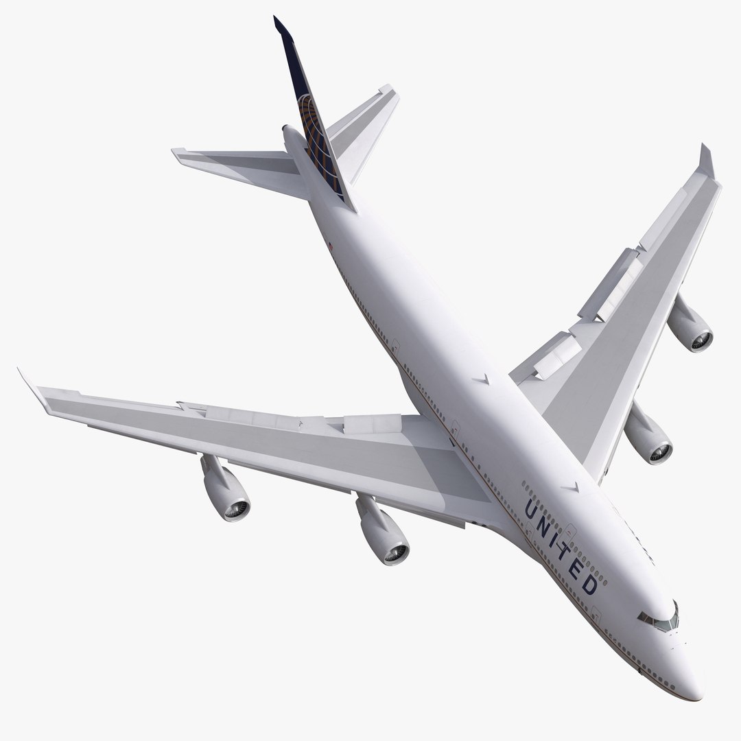 Boeing 747-400 United Rigged 3D Model 3D model preview