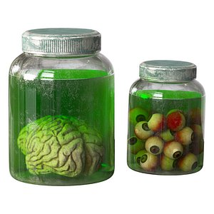 3D model Creepy Specimen Jars  Brain and Eyeballs