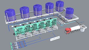 Sewage Water Treatment Scene 3D model