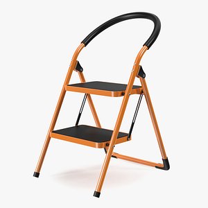Portable Anti Slip 2 Step Orange Ladder Folding Step Stool model