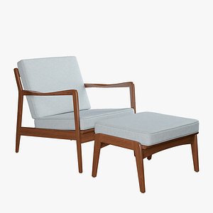 3d model of century lounge chair ottoman