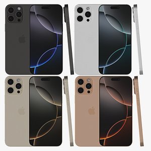 3D Apple iPhone 16 Pro Max Titanium All Colors model