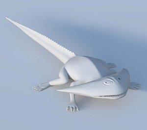 3D diplocaulus salamander extinct