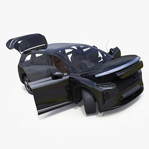 3D Modern Electric SUV Generic Black Lights Off Rigged model