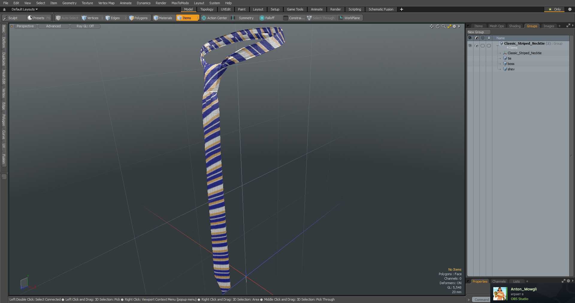 Classic Striped Necktie 3D - TurboSquid 2203522