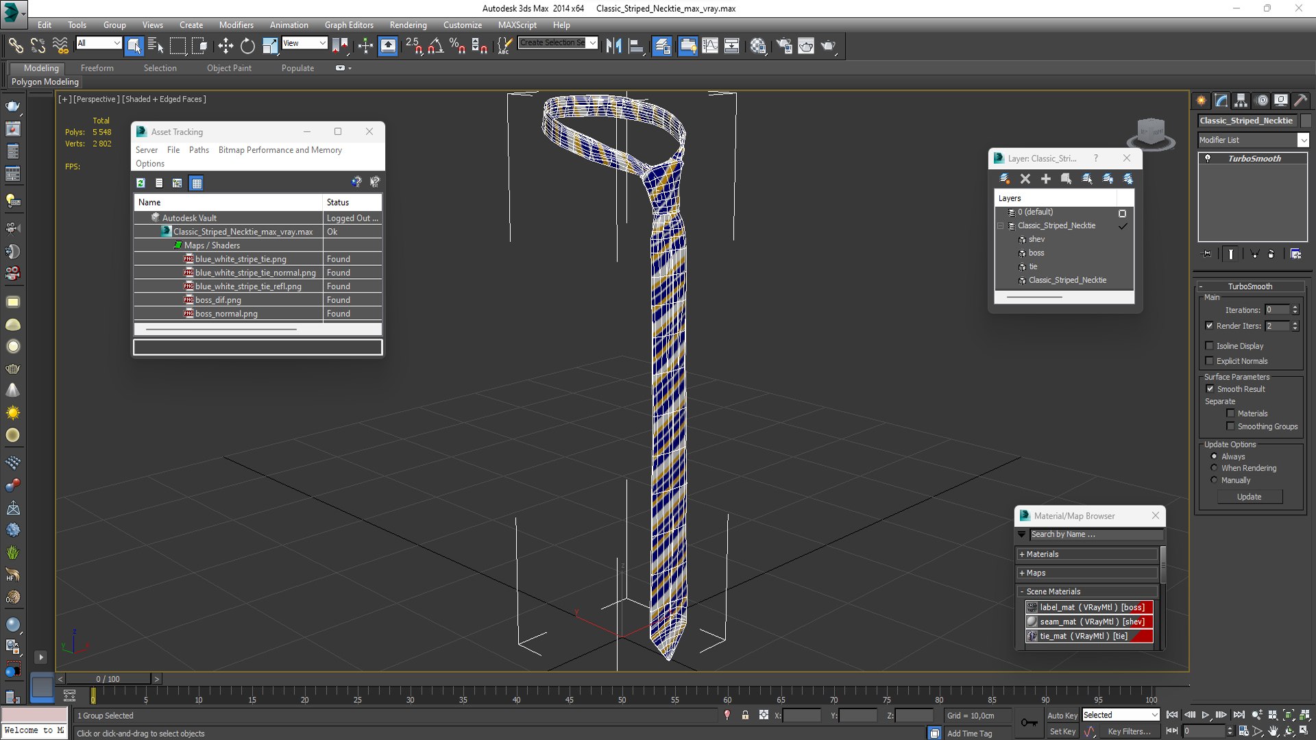 Classic Striped Necktie 3D - TurboSquid 2203522