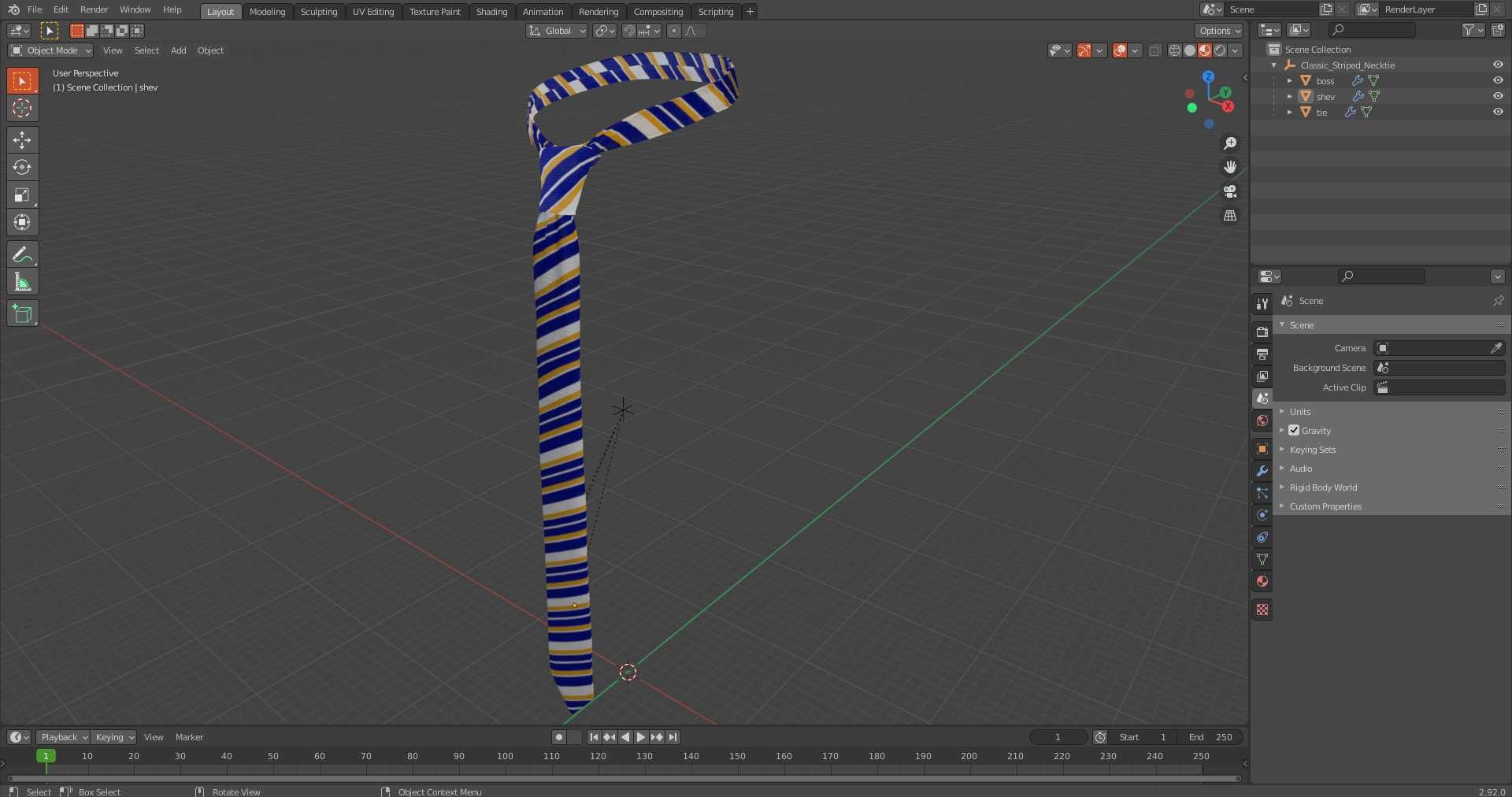 Classic Striped Necktie 3D - TurboSquid 2203522