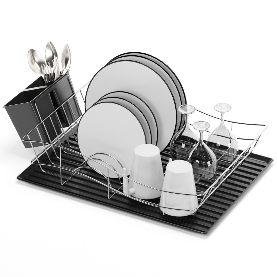 3D TOWER Essentials Dish Rack With Tray - TurboSquid 2017614