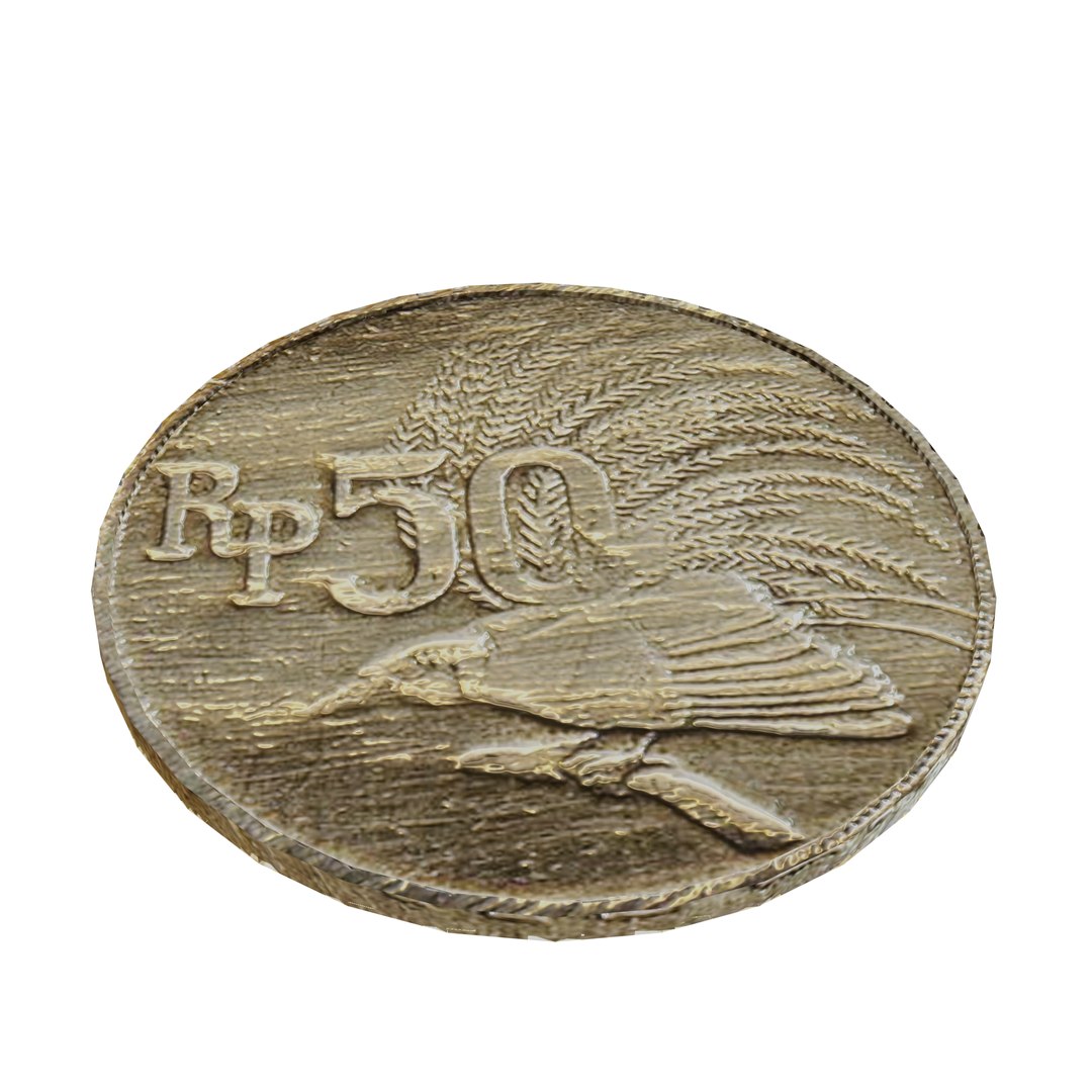 3D Model Indonesian 50 Rupiah Coin 1971 Antique Currency With Intricate ...