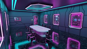 Futuristic Sci-Fi Meeting Room VR 3D model