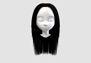 straight long hairstyle 3D model