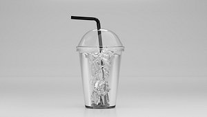 Iced cup with straw