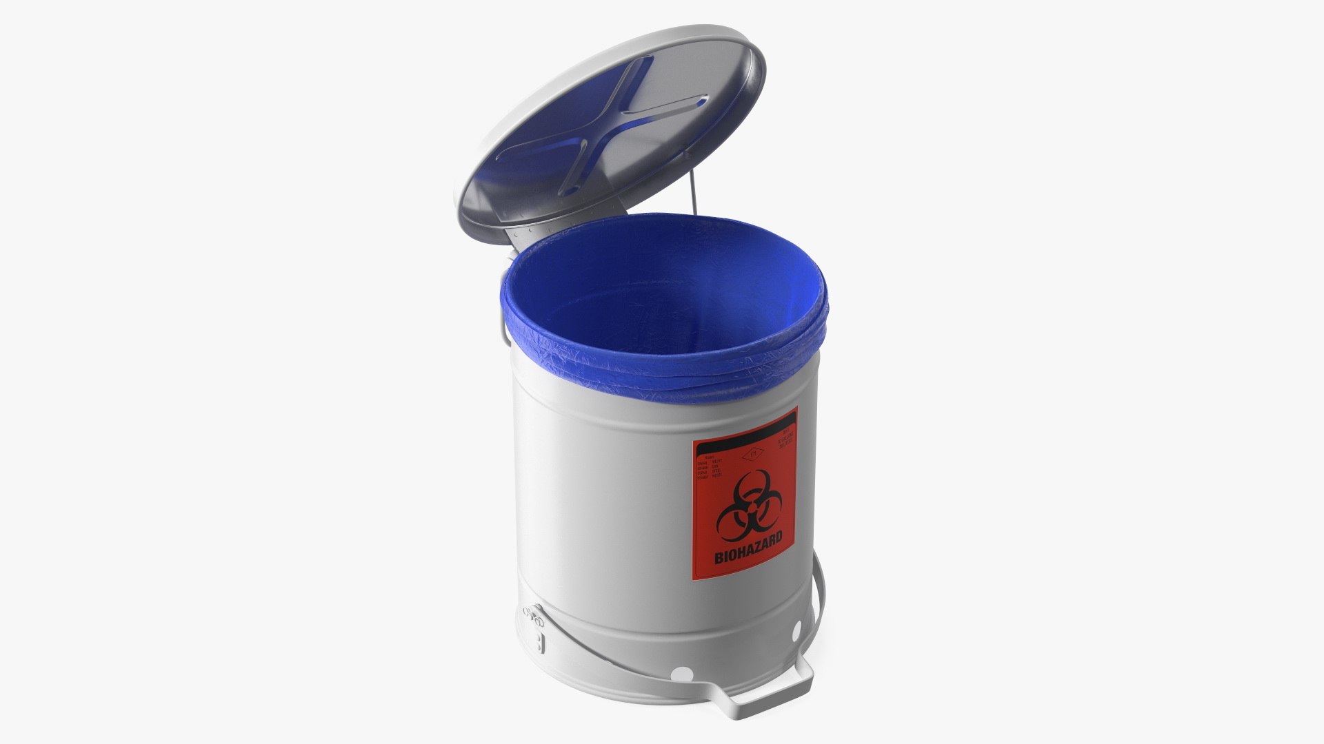 Biohazard Steel Waste Can with Foot Pedal 3D model preview