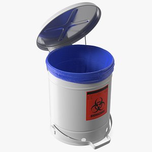 Biohazard Steel Waste Can with Foot Pedal