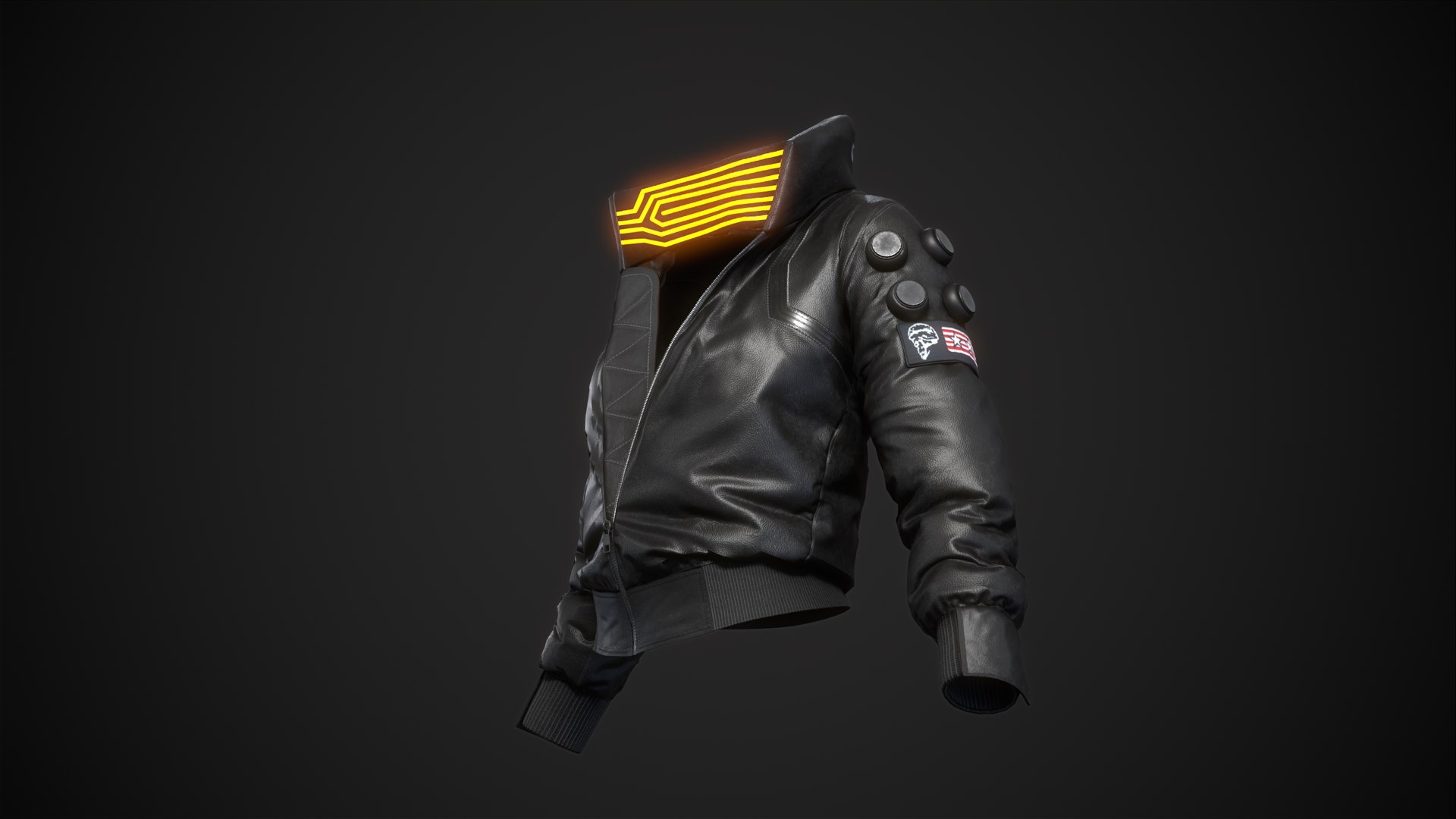 Cyberpunk 2077 Black Jacket  3D https://p.turbosquid.com/ts-thumb/2H/eIfgit/sY/jacket_022/png/1648598453/1920x1080/fit_q87/a904c3d94c7000a32b9f47c619b751527c45b470/jacket_022.jpg