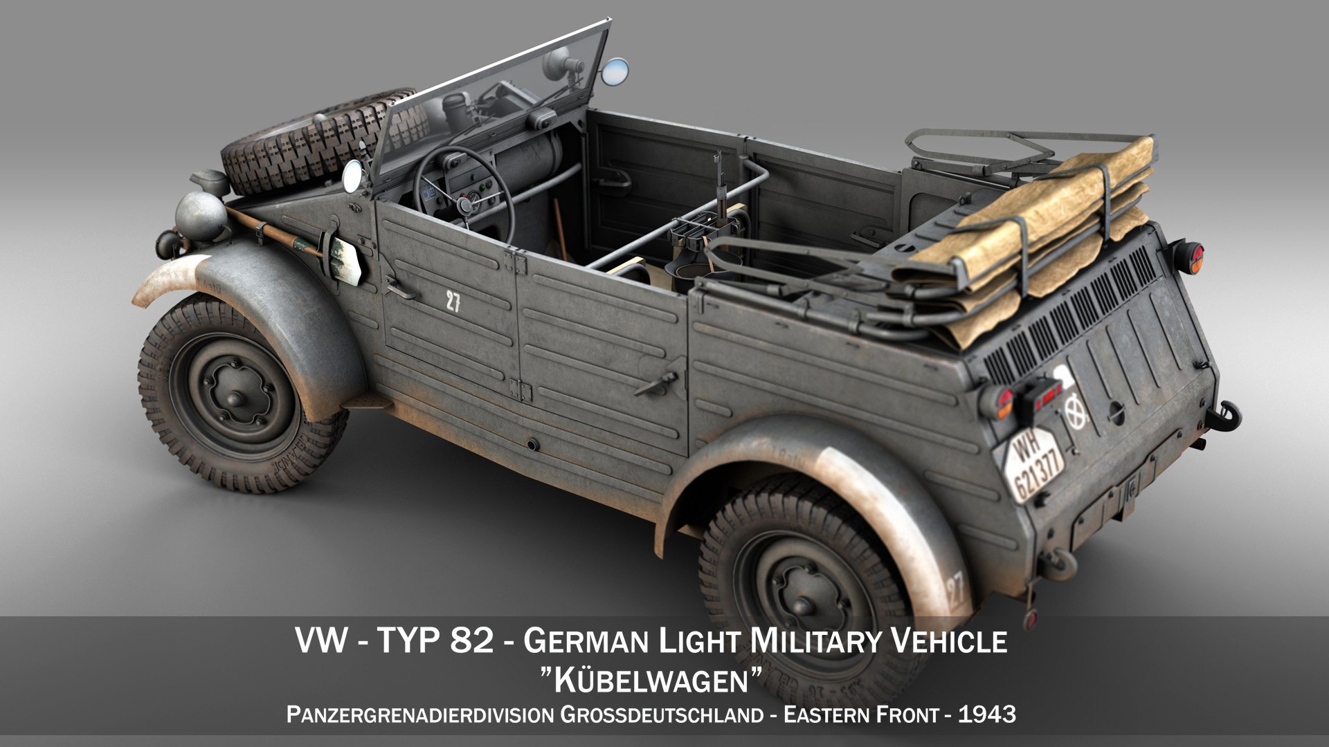 3D VW - Typ 82 - Kubelwagen - PzGrenDiv Grossdeutschland Model