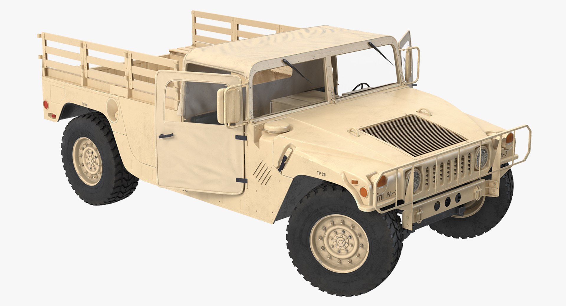 Military Cargo Troop Carrier HMMWV m1038 Rigged Camo Desert 3D Model 3D model preview