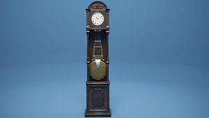 3D Renaissance grandfather clock PBR