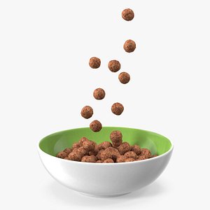 3D Chocolate Balls Falling into Bowl model
