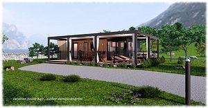 3D modern mobile home tiny