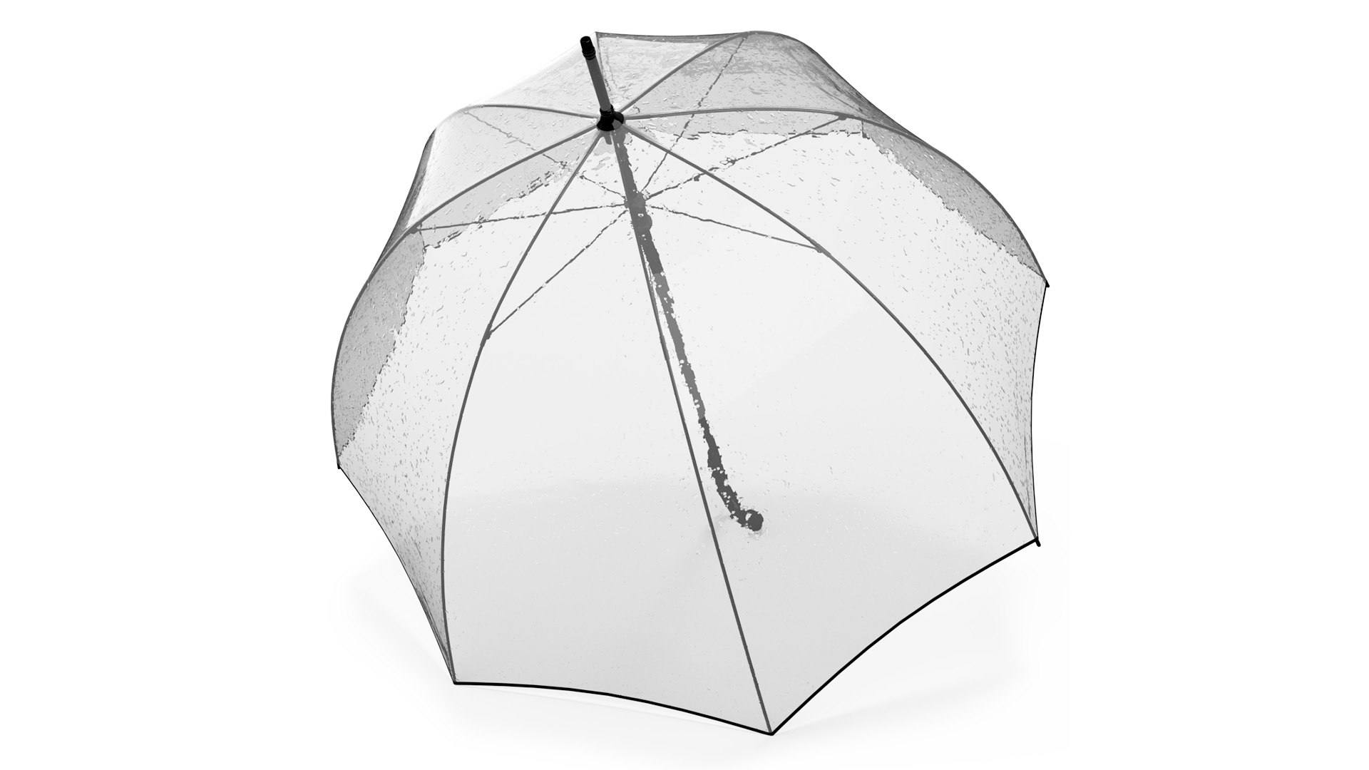 Black Furniture Bubble Umbrella with Rain Drops 3D model preview