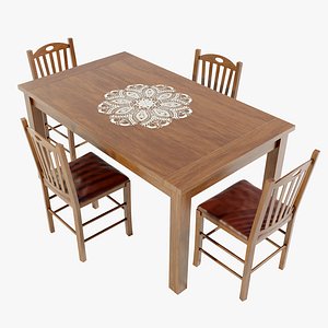 Wooden Dining Table 3D model