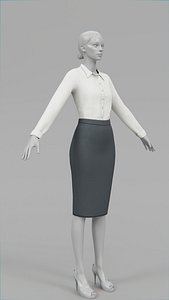 Shirt and pencil skirt 3D model
