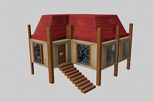 simple house red poor 3D model