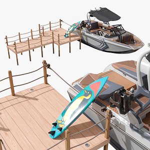 3D Wake Surf Boat with Boarding Dock