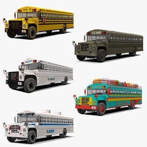 rigged school bus 3D model