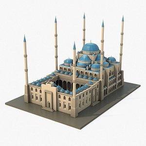 Low Poly Cartoon Model Blue Mosque