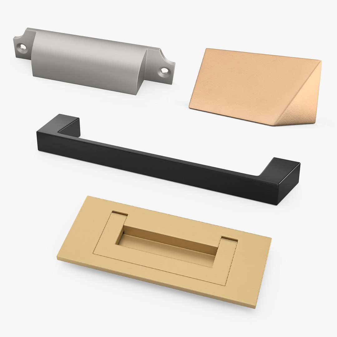 Kitchen Cabinet Handles Collection 4 3D model preview