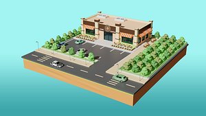 building architecture cafe model