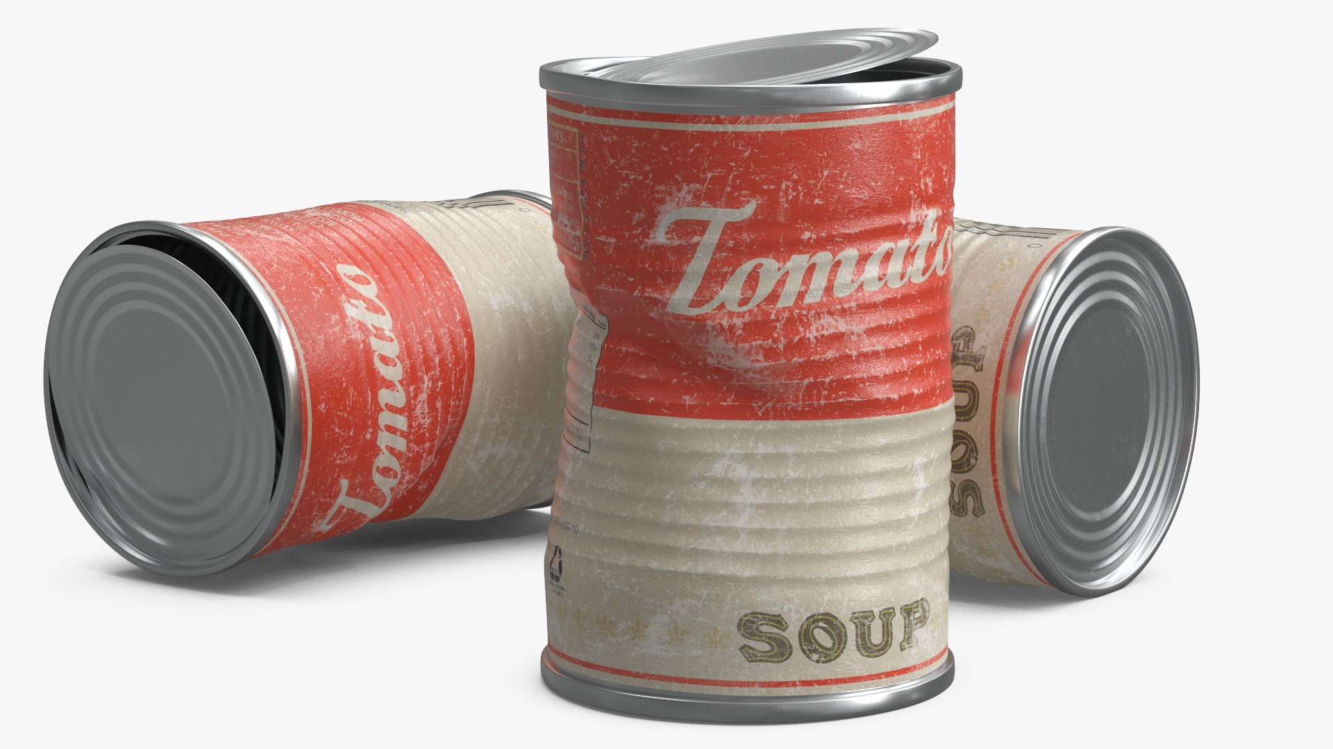 Distorted Tomato Soup Tin Can Used 3D model preview