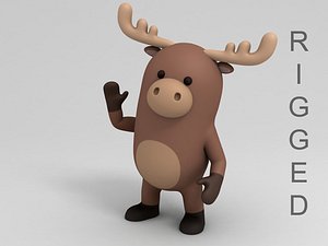3D rigged moose cartoon