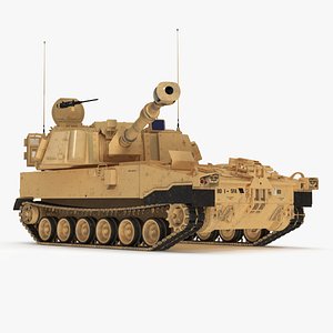 M109 Paladin Howitzer Beige Color Rigged